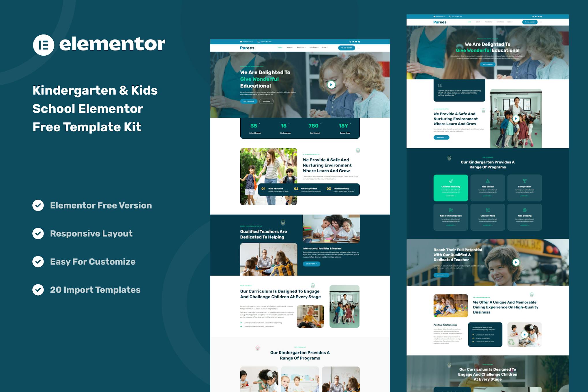 Parees- Kindergarten and Kids School Elementor Template Kit