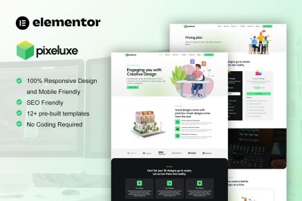 Pixeluxe - D Design Studio Elementor Pro Template Kit