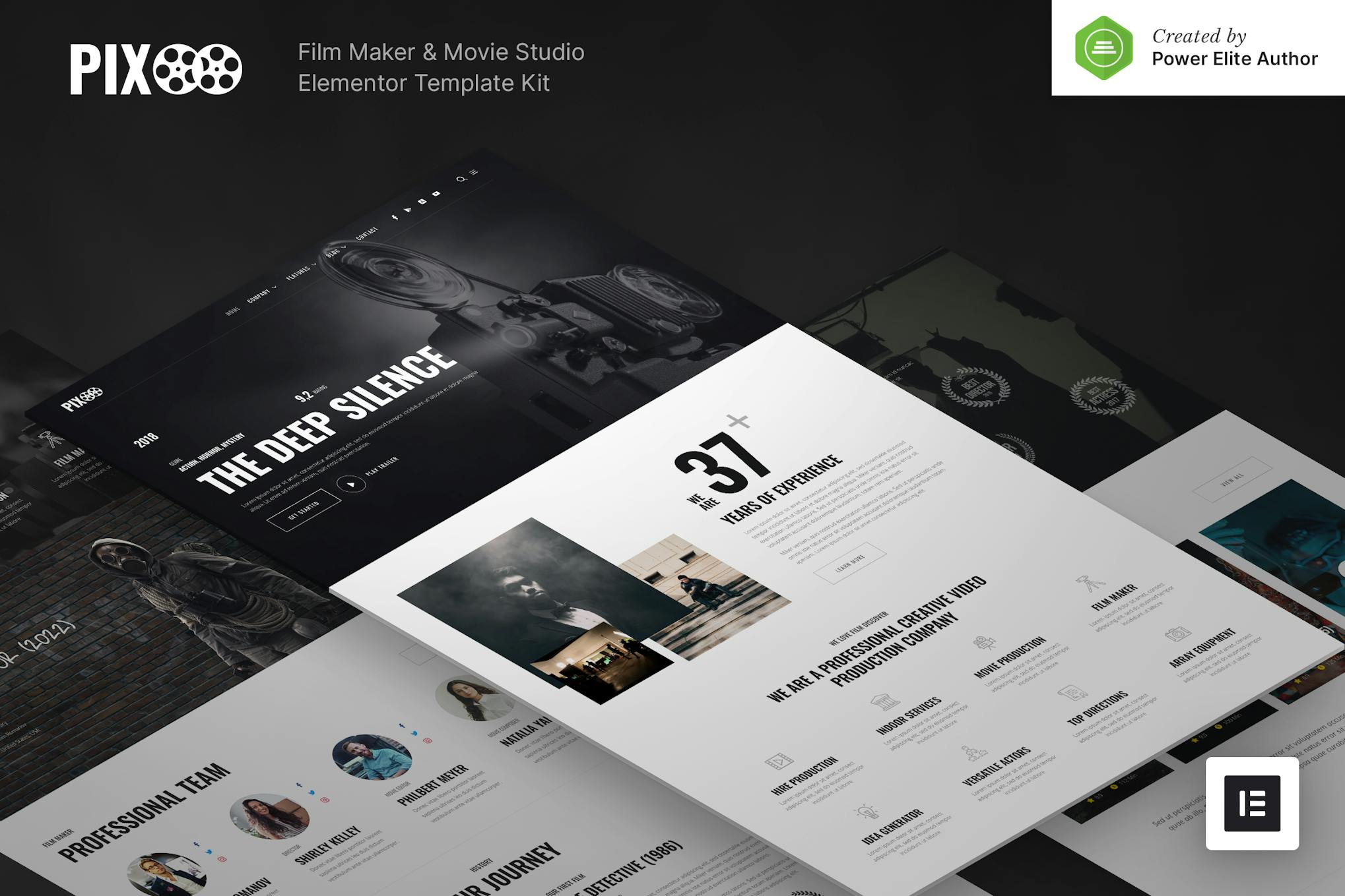 Pixoo- Film Maker and Movie Studio Elementor Template Kit