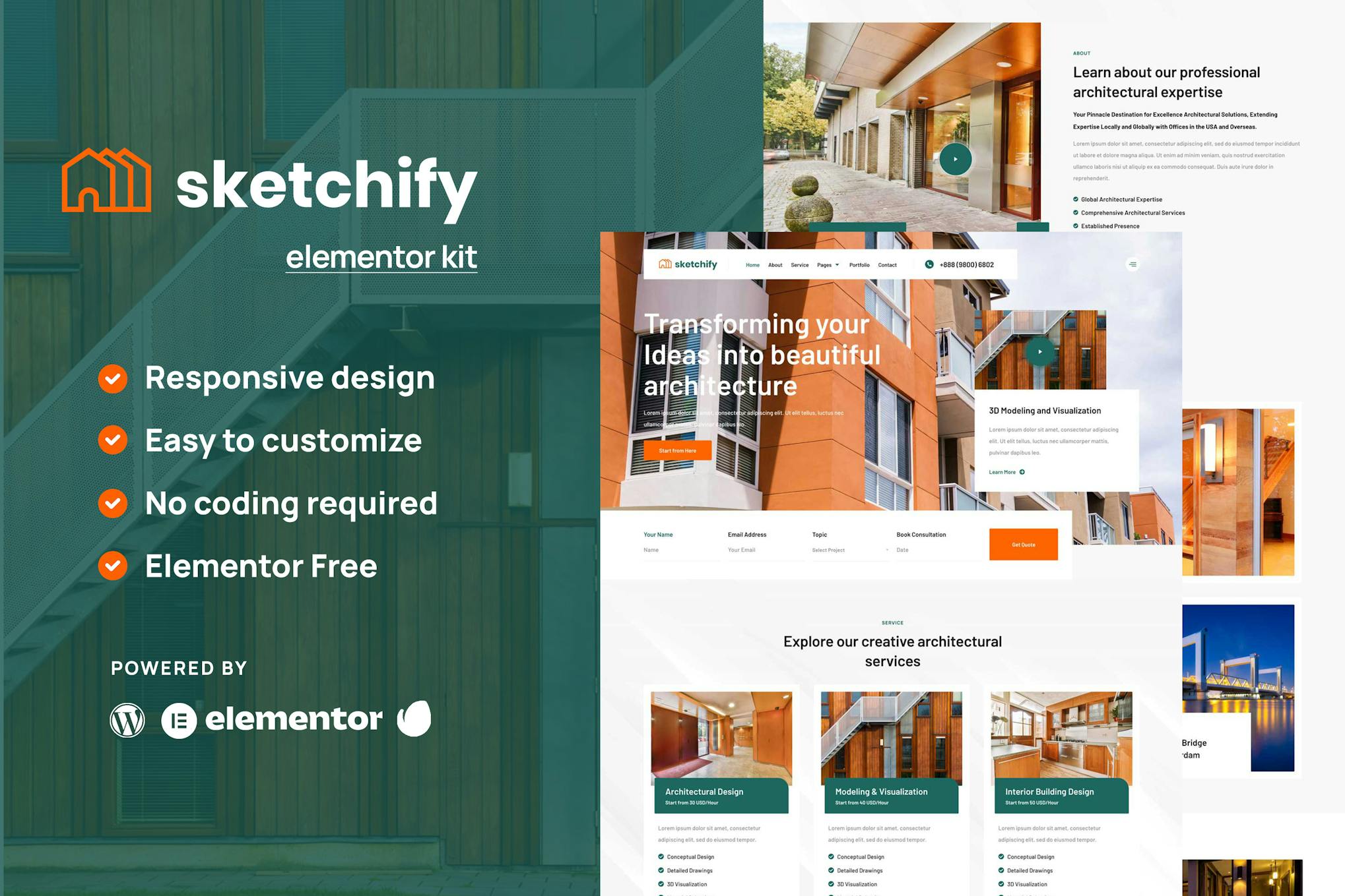 Sketchify- Architecture and Construction Service Elementor Template Kit