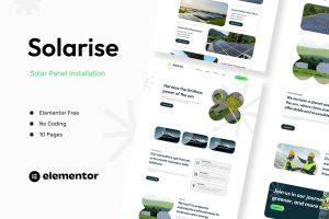 Solarise – Solar Panel Installation Elementor Template Kit