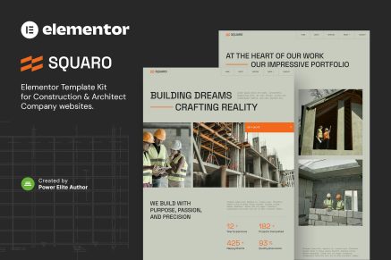 Squaro – Modern Construction & Architect Elementor Template Kit