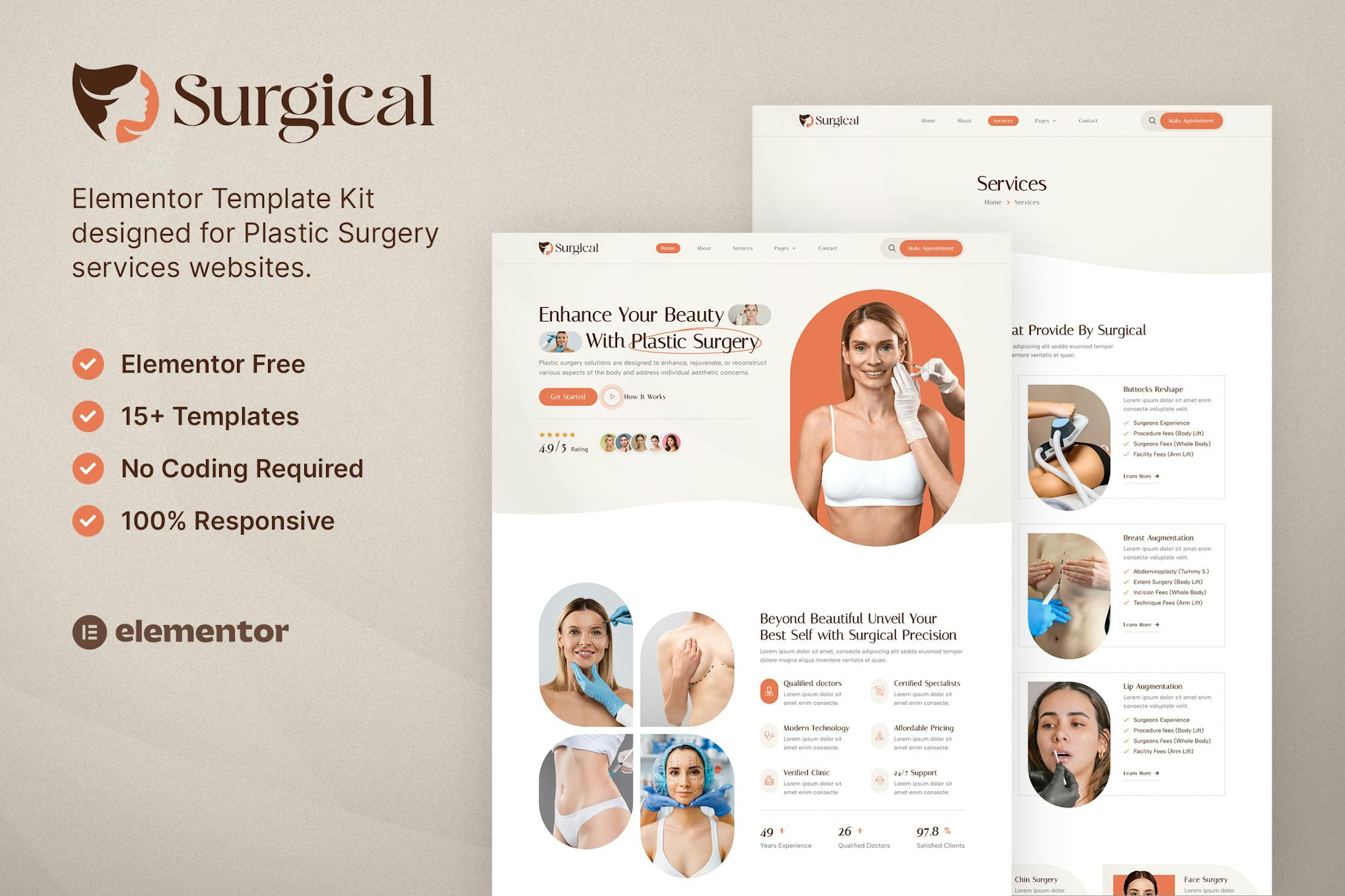 Surgical- Plastic Surgery Clinic Elementor Template Kit