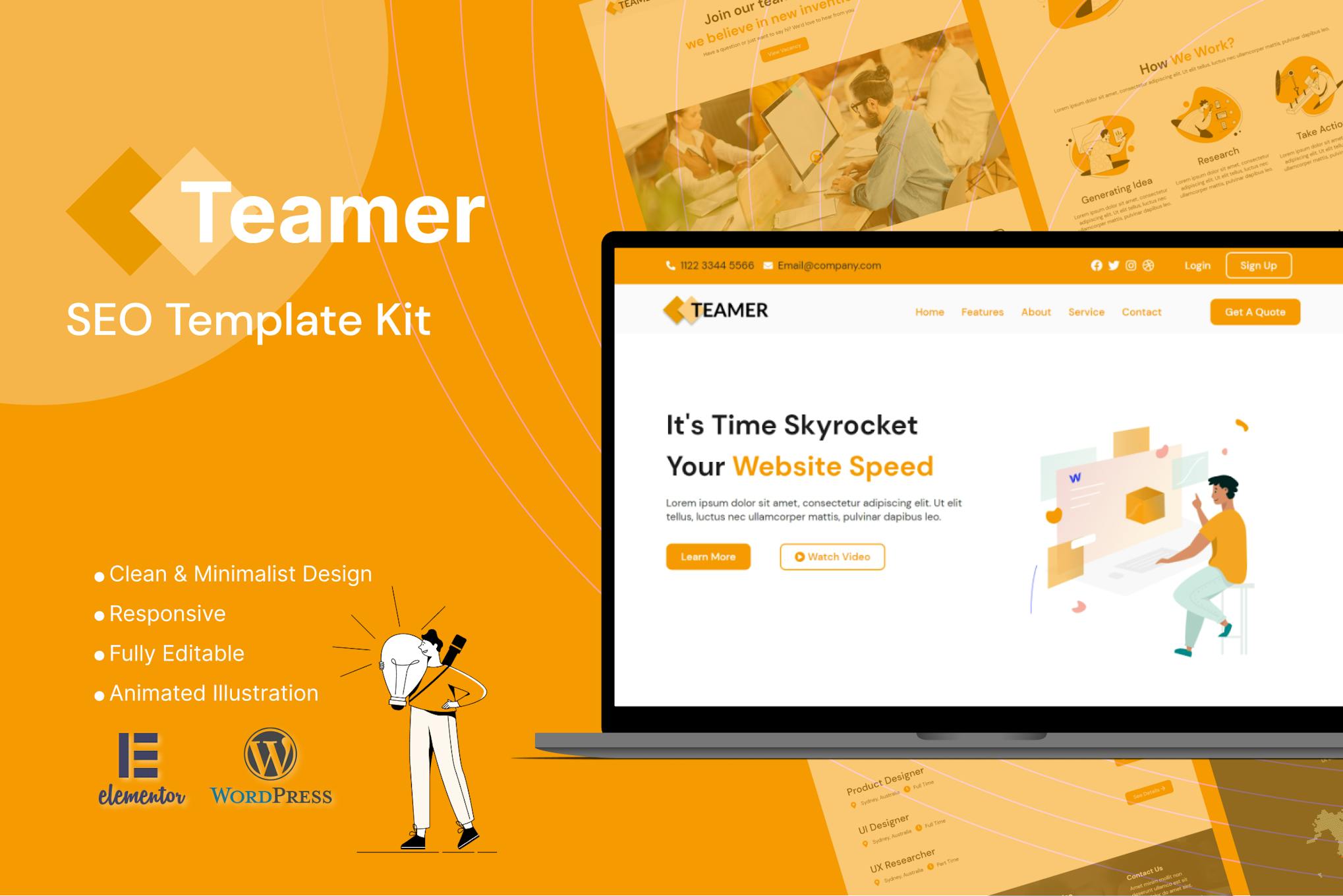 Teamer- SEO Marketing Elementor Template Kit