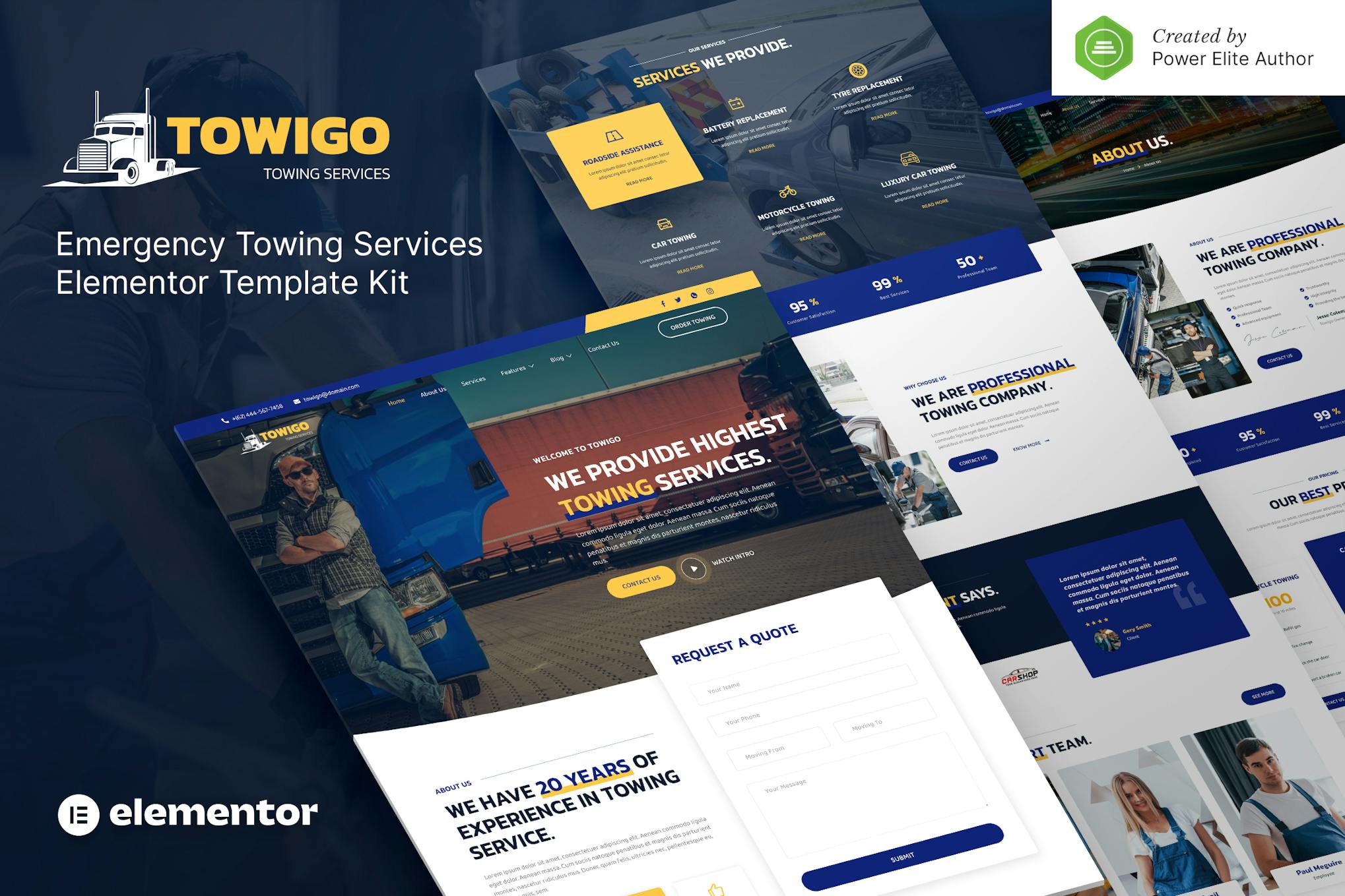 Towigo- Emergency Towing Services Elementor Template Kit