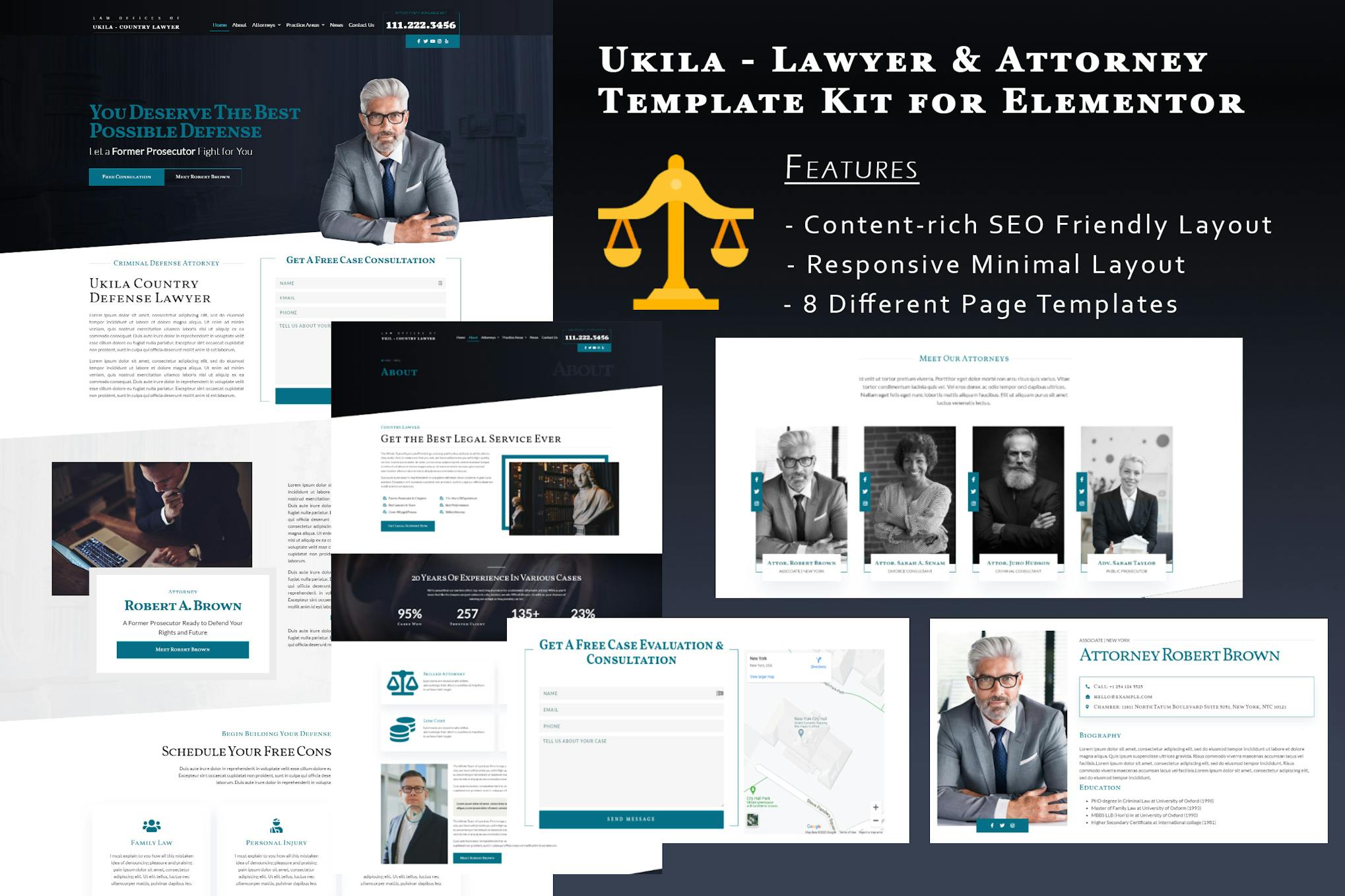 Ukila- Lawyer and Attorney Elementor Template Kit