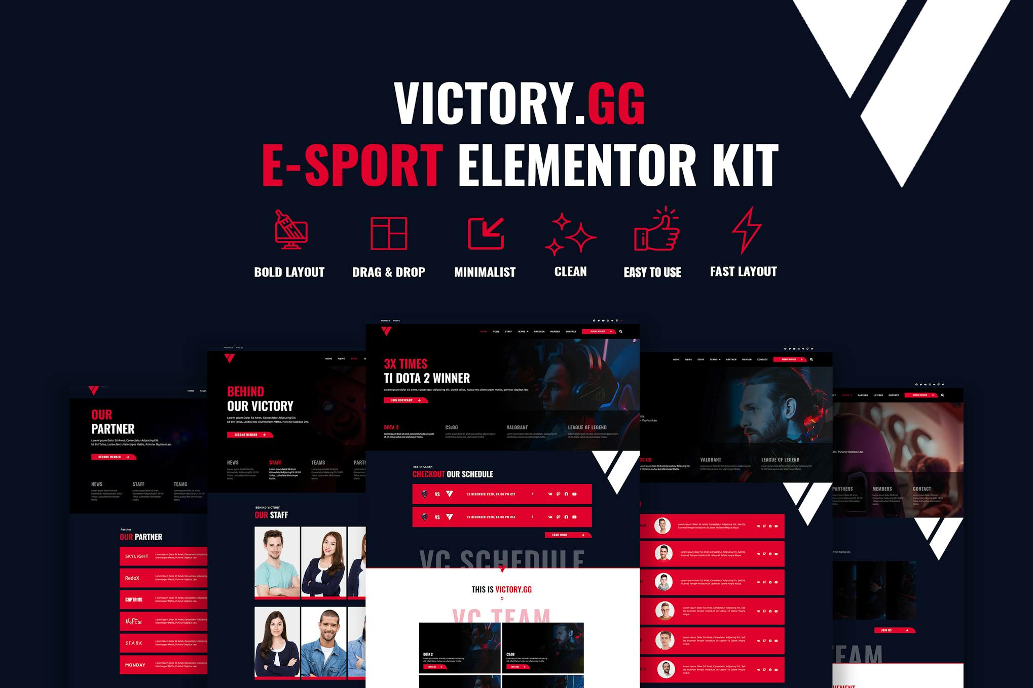 Victory- Esports and Gaming Elementor Template Kit