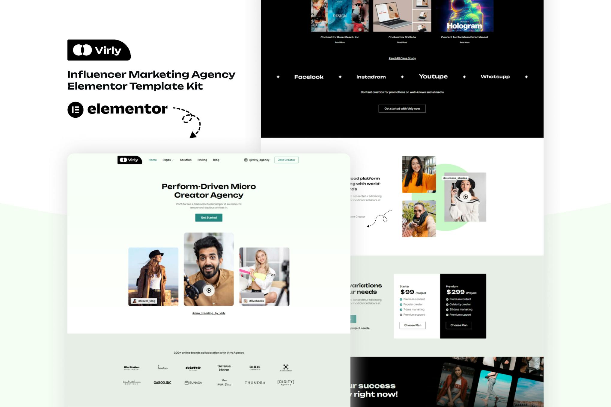 Virly- Influencer Marketing Agency Elementor Template Kit