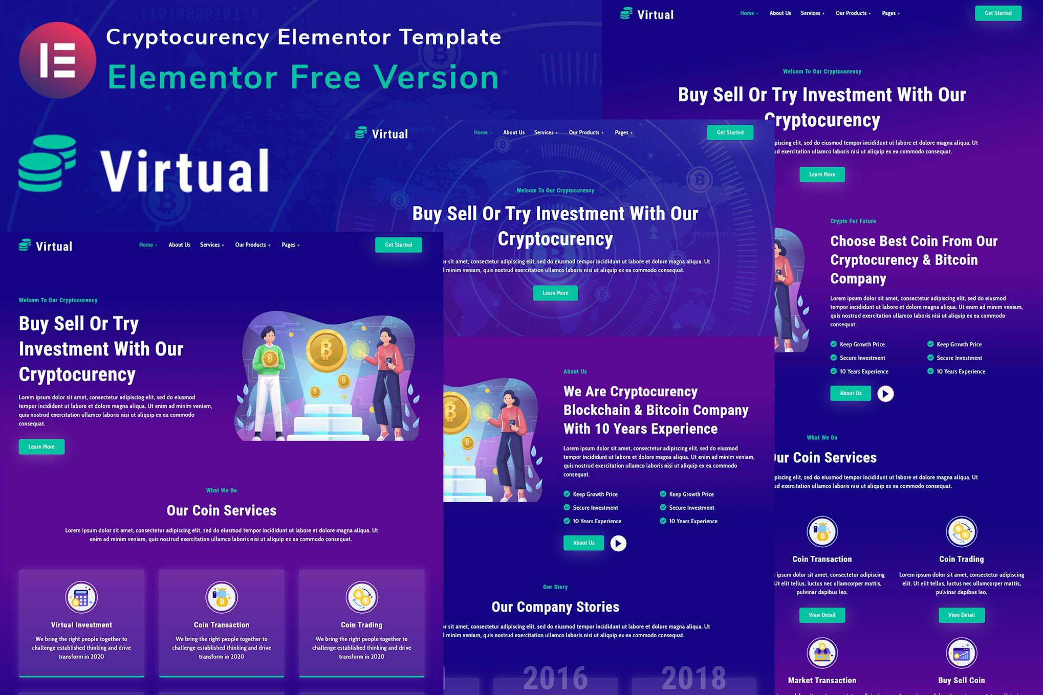 Virtual- Cryptocurency Blockchain and Bitcoin Elementor Template Kit