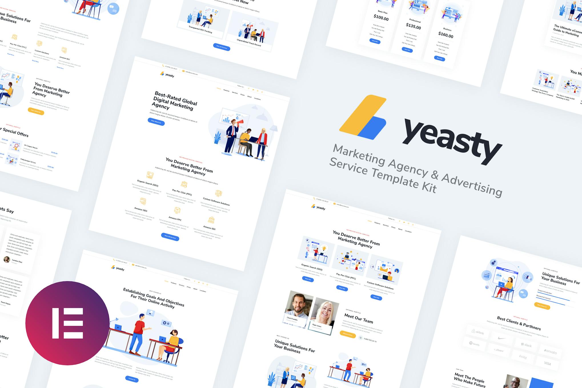 Yeasty- Marketing Agency and Advertising Service Elementor Template Kit