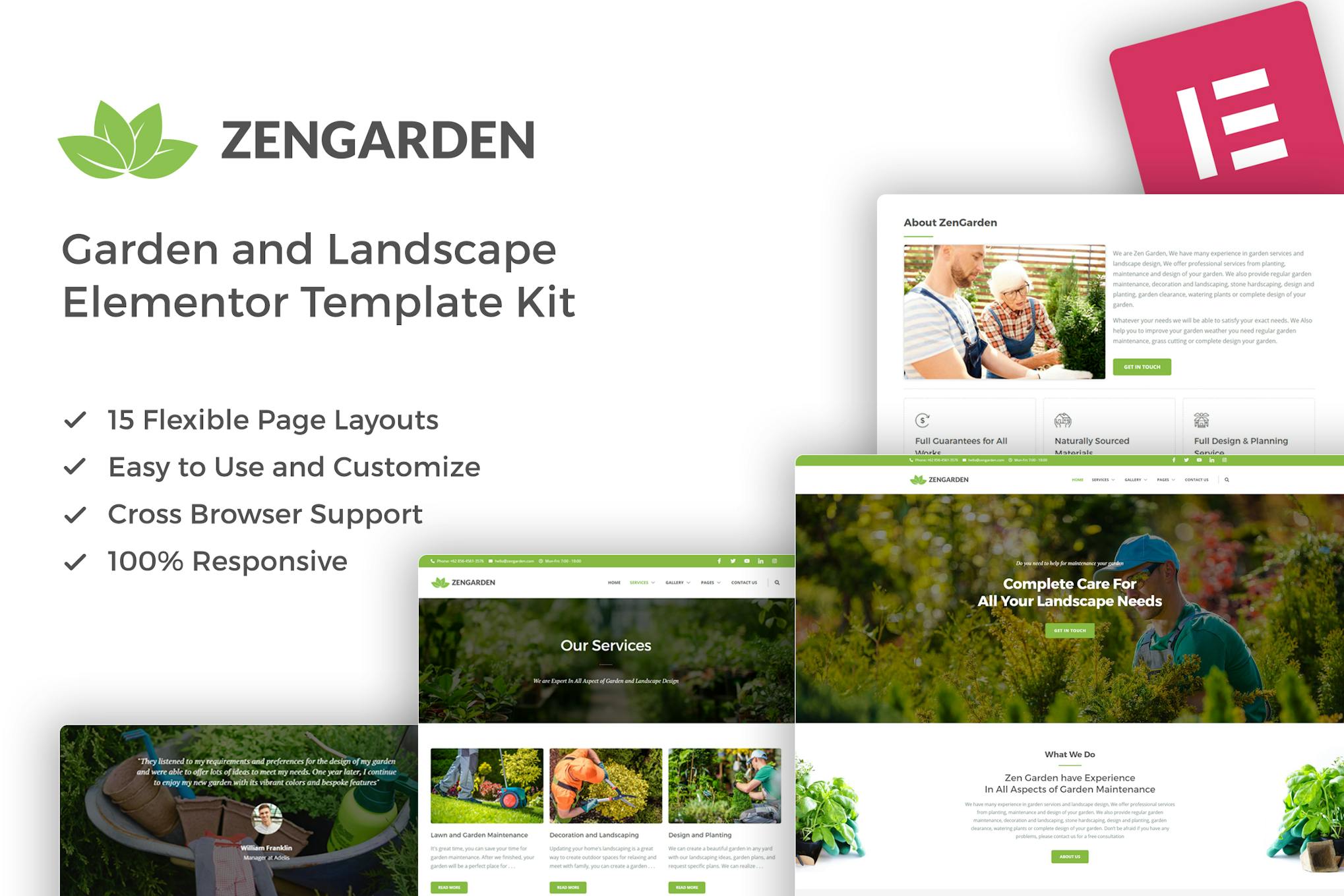 ZenGarden- Garden and Landscape Elementor Template Kit