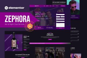 Zephora – Bar & Night Club Services Elementor Template Kit