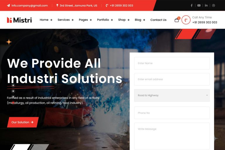 Mistri – Factory & Industrial React Template