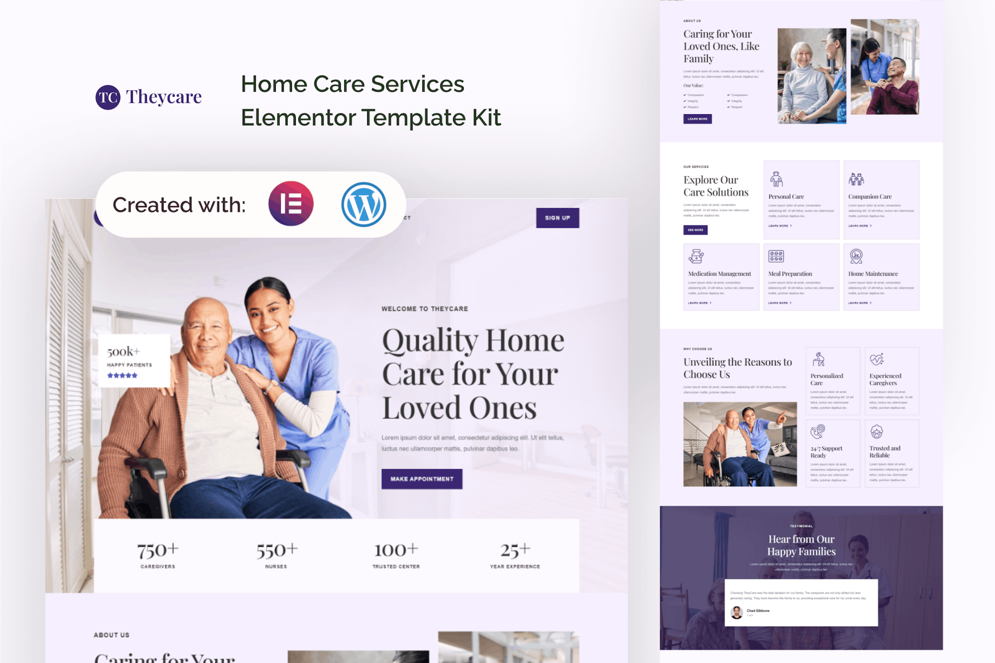 Theycare - Home Care Services Elementor Template Kit