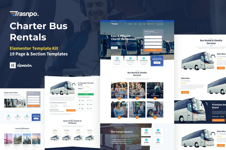 Transpo – Charter Bus Rental Company WordPress Elementor Template Kit