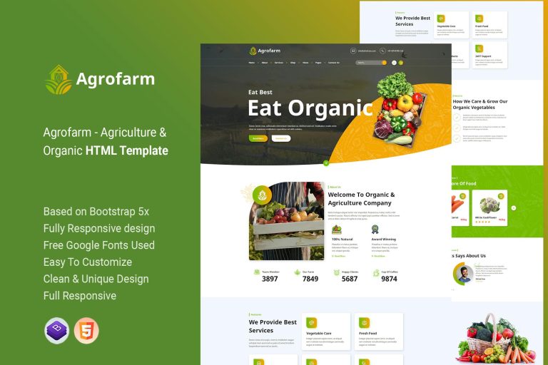 Agrofarm – Agriculture & Organic HTML Template