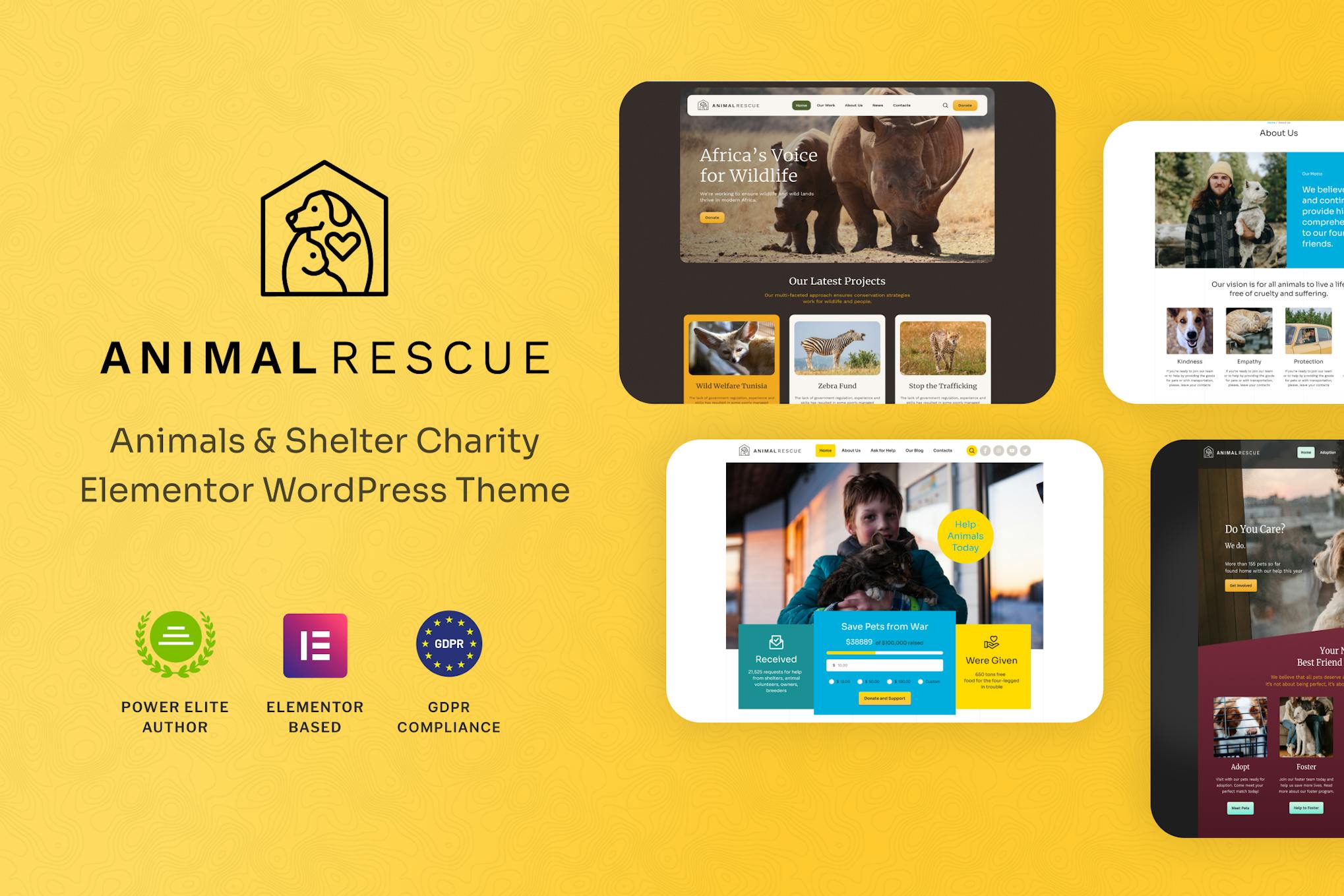 Animal Rescue- Shelter Charity 1.0.12 WordPress Theme