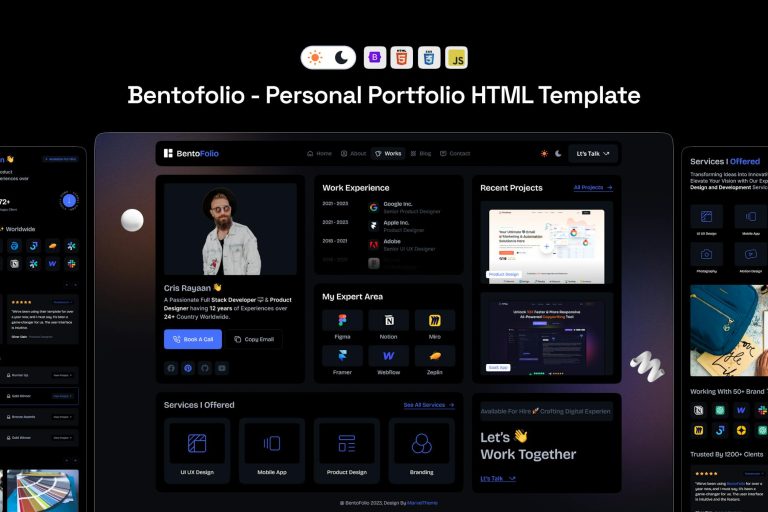 Bentofolio – Personal Portfolio HTML Template