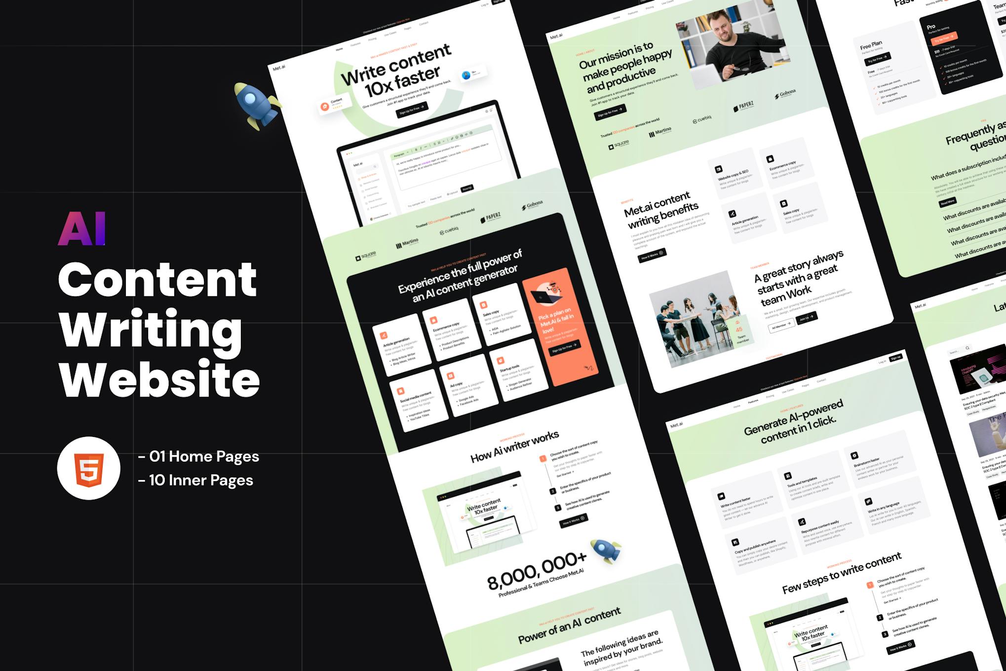 Contis - AI Writer & Copywriting Landing Page HTML