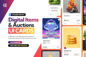 Digital Items and Auctions – Elementor UI Cards