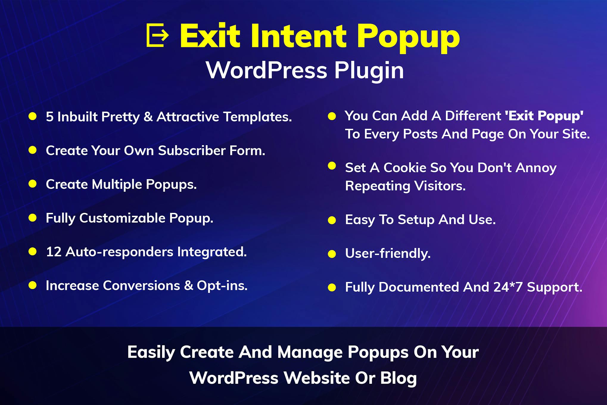 Exit Intent Popup WordPress Plugin 1.0.1