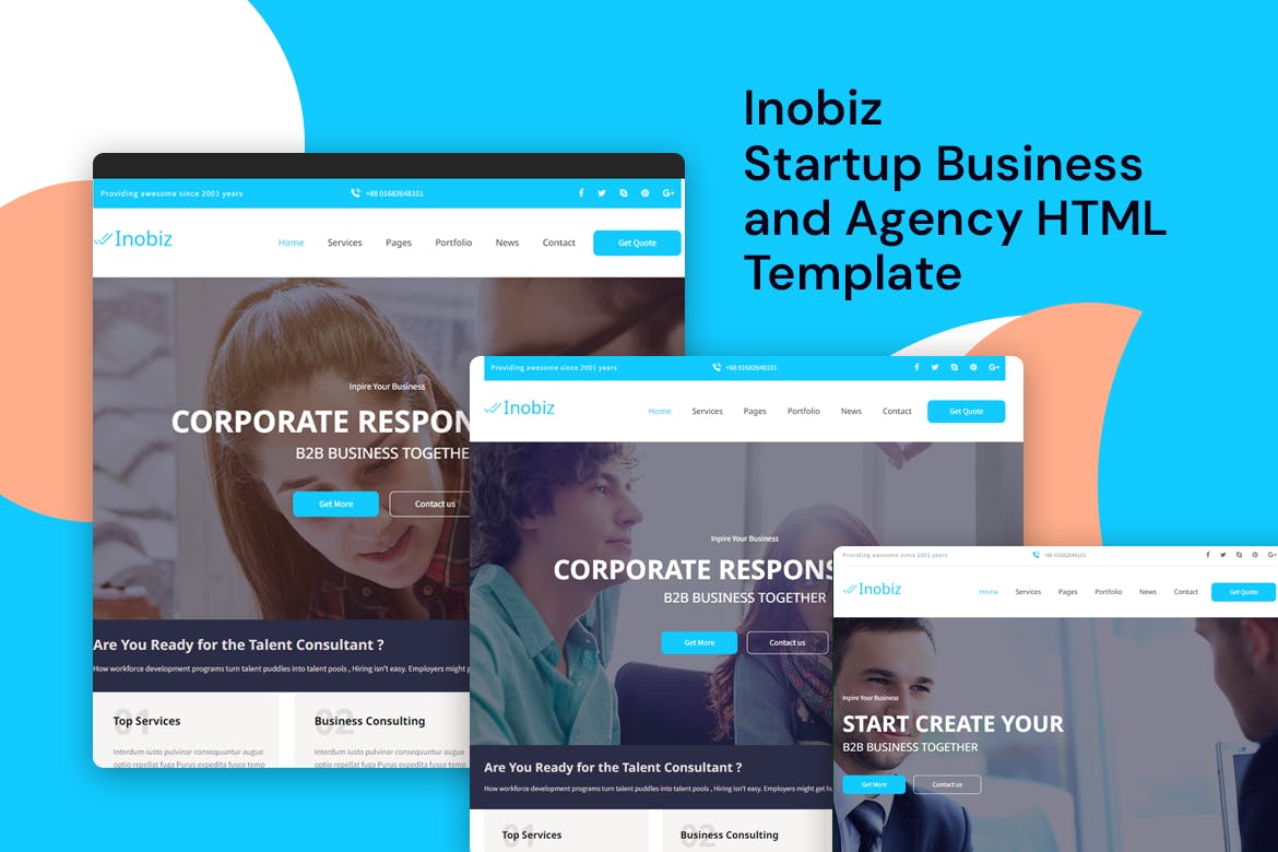 Inobiz- Startup business and agency HTML Template