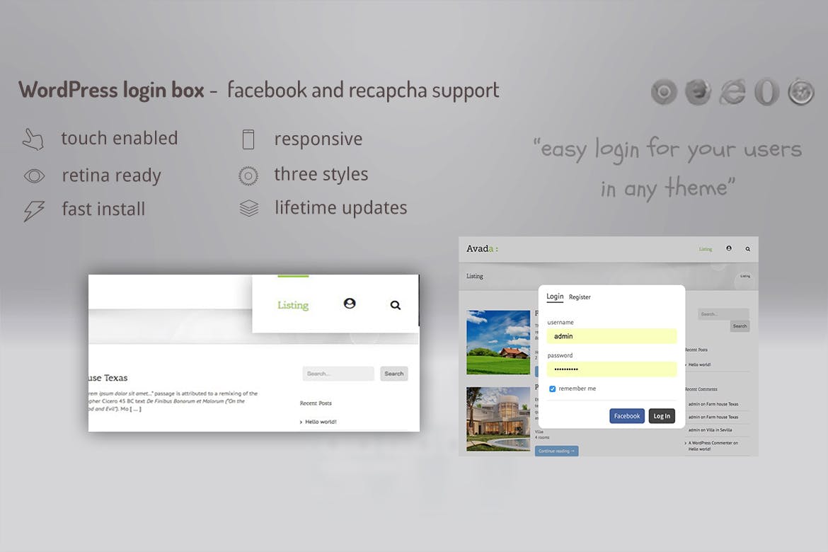 Login lightbox wordpress - easy login / register w 1.0