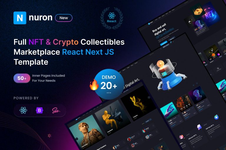 Nuron – NFT Marketplace React NextJS Template