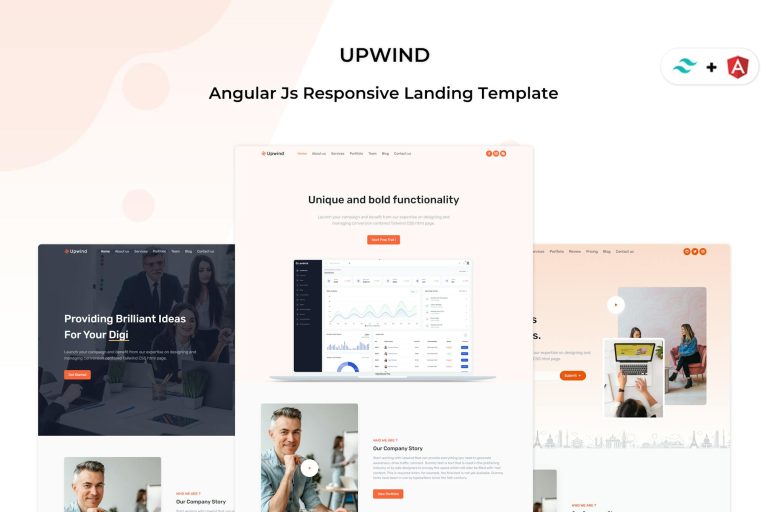 Upwind – Angular 18 Creative Landing Template
