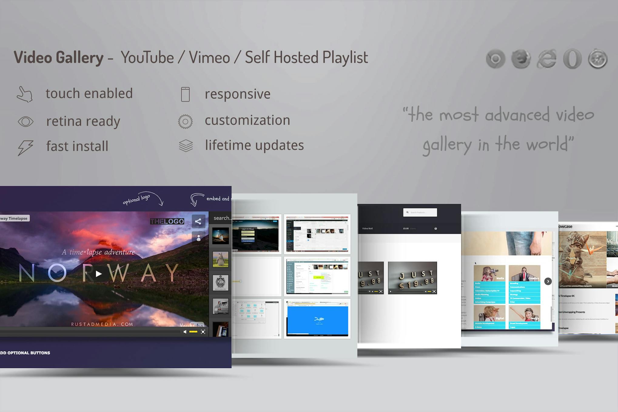 Video Gallery Wordpress Plugin /w YouTube, Vimeo 12.2