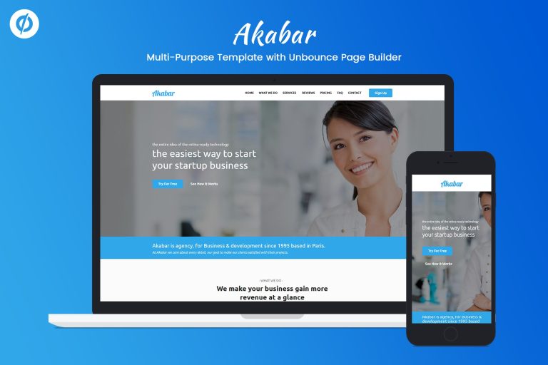 Akabar – Multi – purpose Unbounce Landing Page
