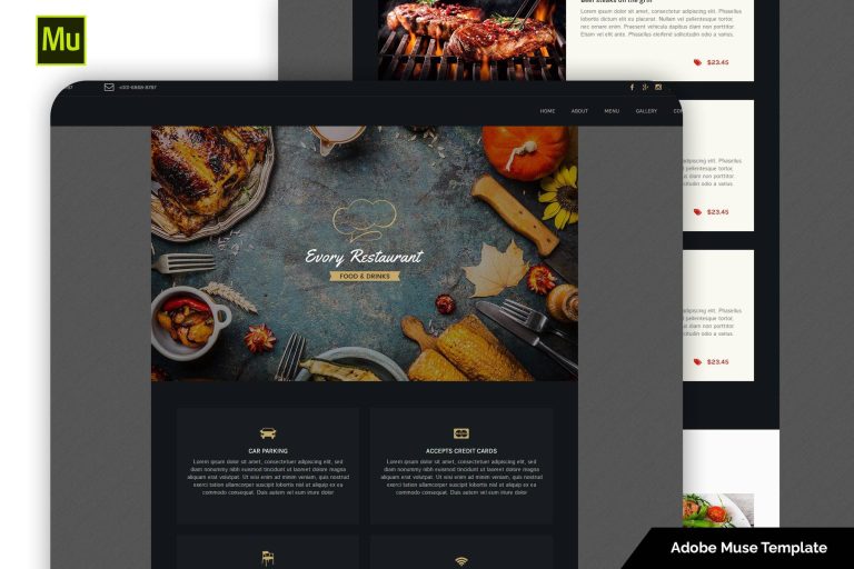 Evory – Responsive Restaurant Adobe Muse Template