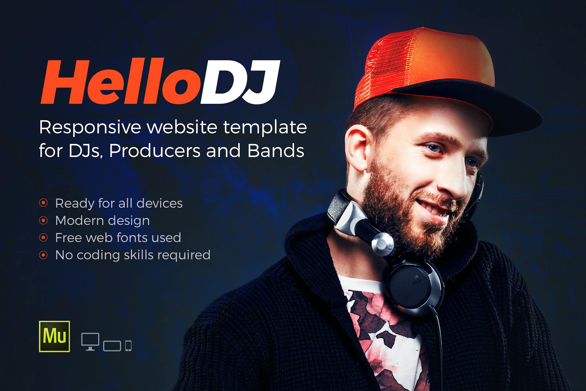 HelloDJ- One Page Site Template for DJ and Producer
