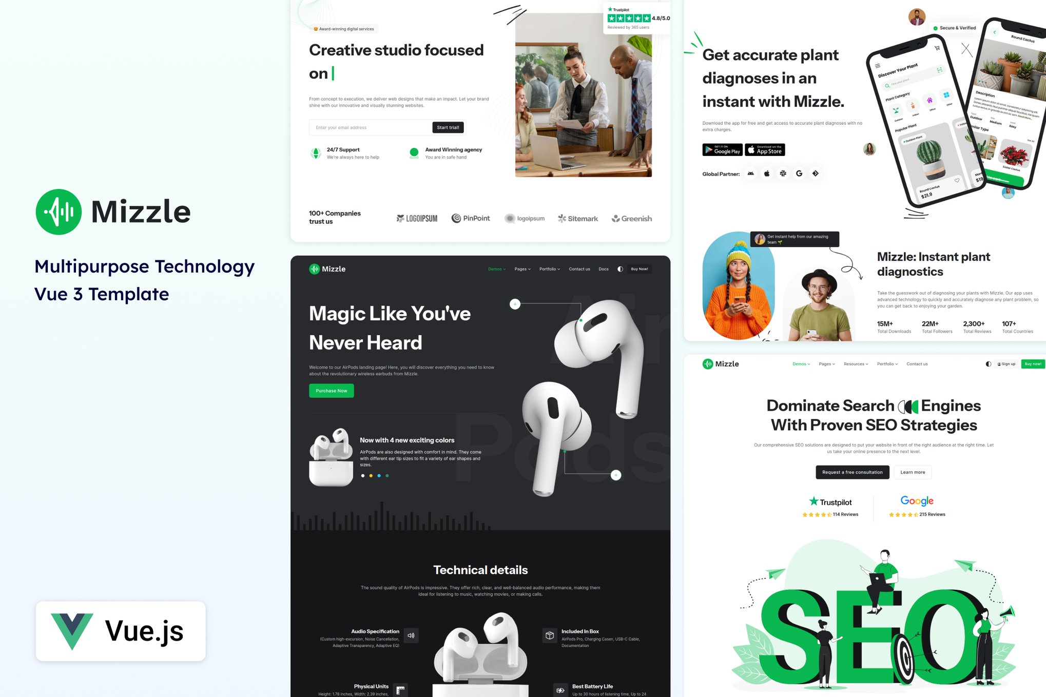 Mizzle- Vue Technology and Corporate Template