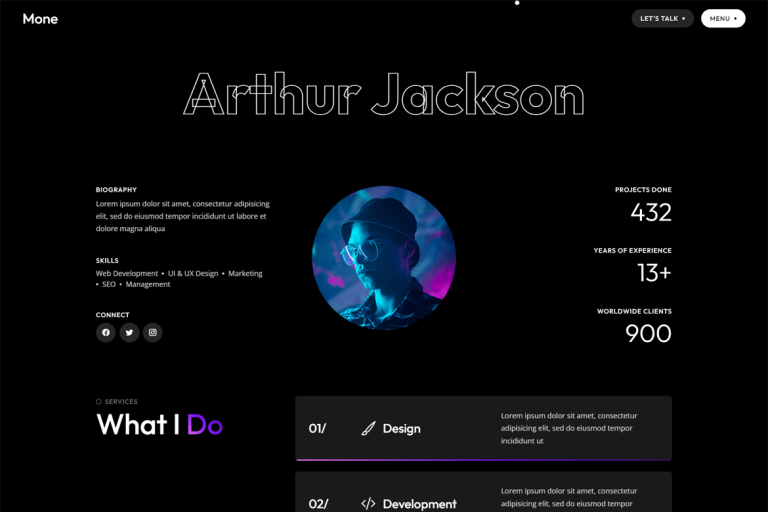 Mone – NextJS Personal Portfolio Template