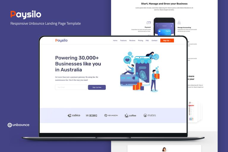 Paysilo – Unbounce Landing Page Template