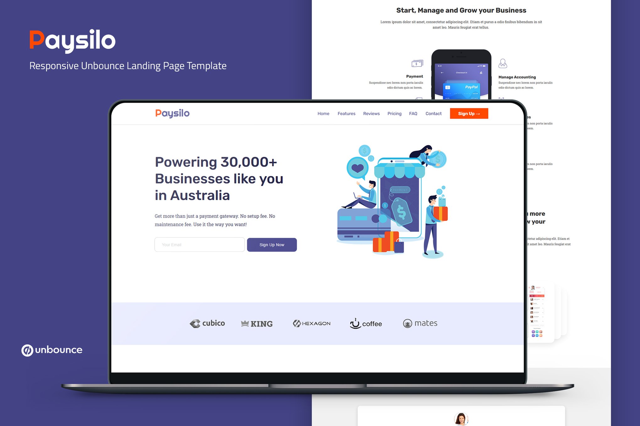 Paysilo- Unbounce Landing Page Template