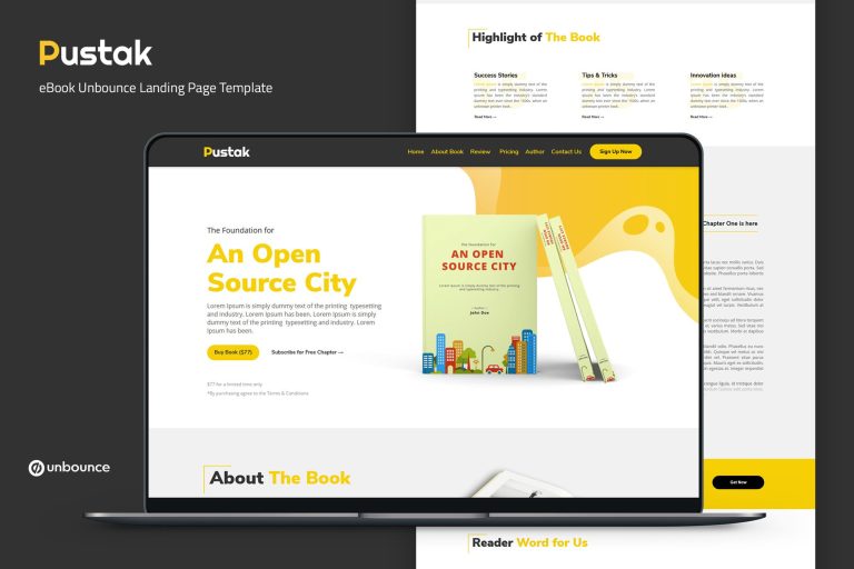 Pustak – eBook Unbounce Landing Page Template