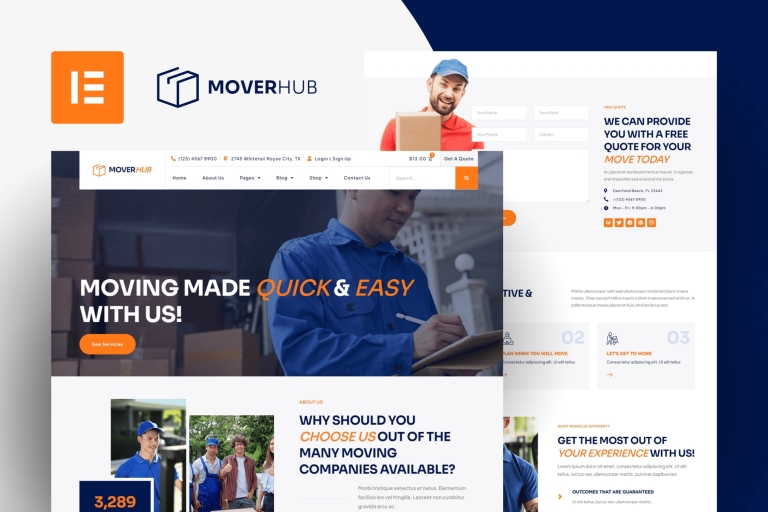 Moverhub – Moving Company Elementor Template Kit