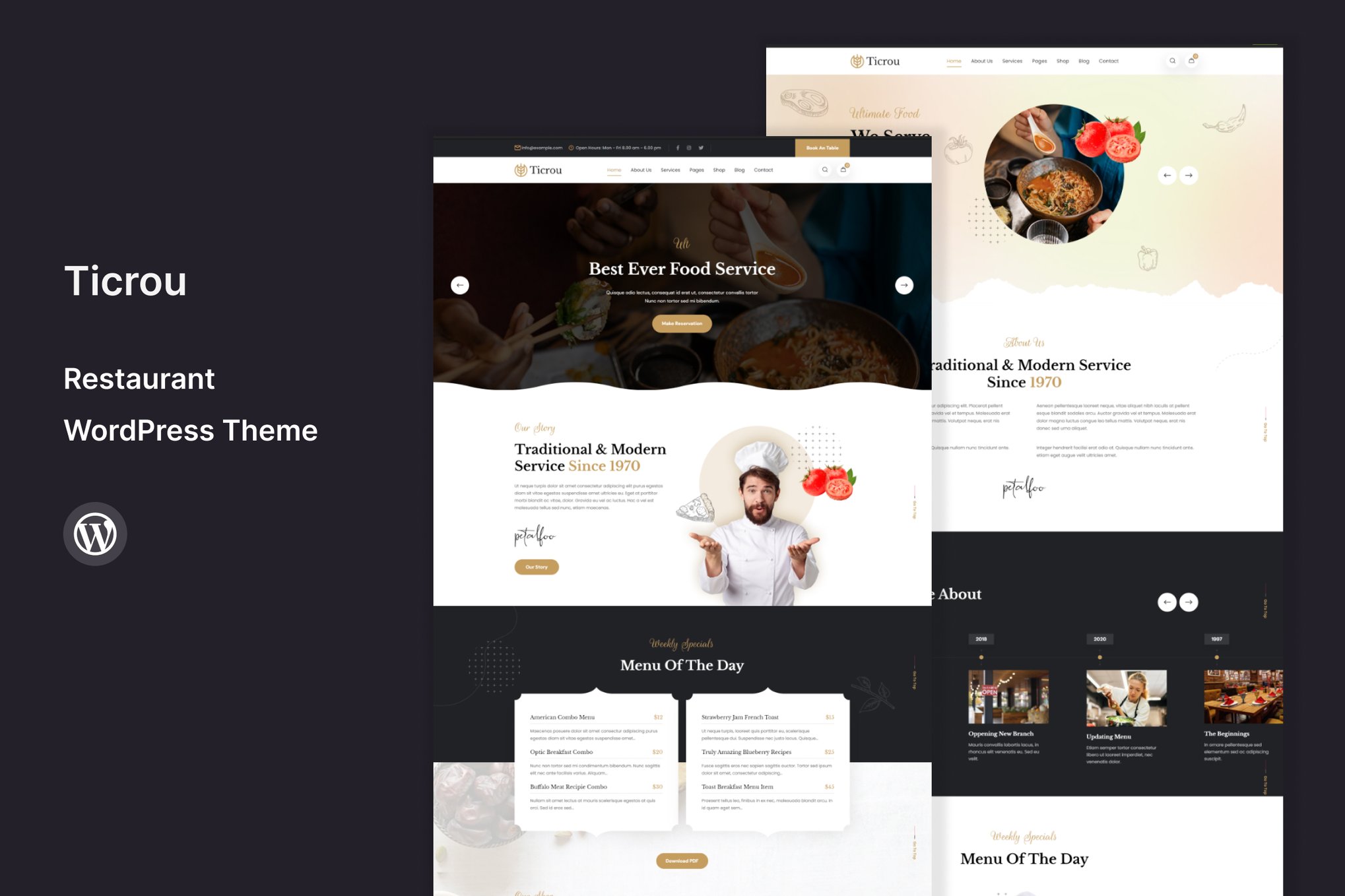 Ticrou- Restaurant 1.3 WordPress Theme