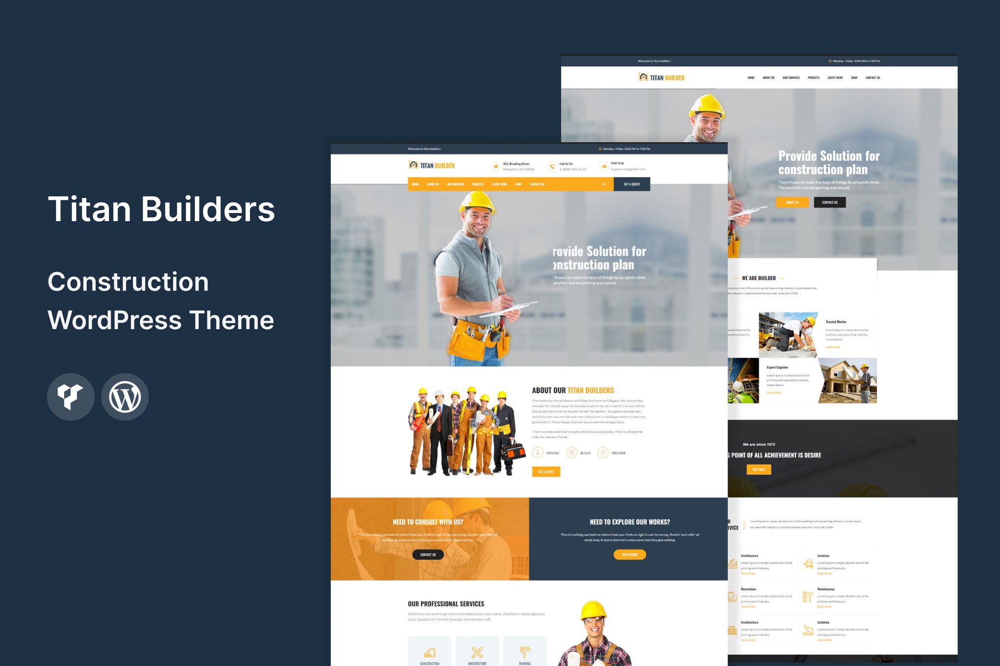 Titan Builders : Construction 2.5 WordPress Theme