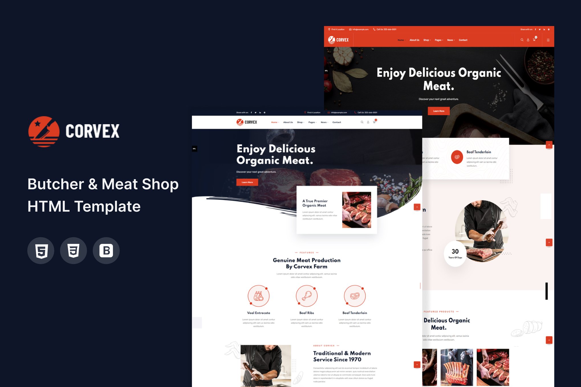 Corvex - Butcher & Meat Shop HTML Template