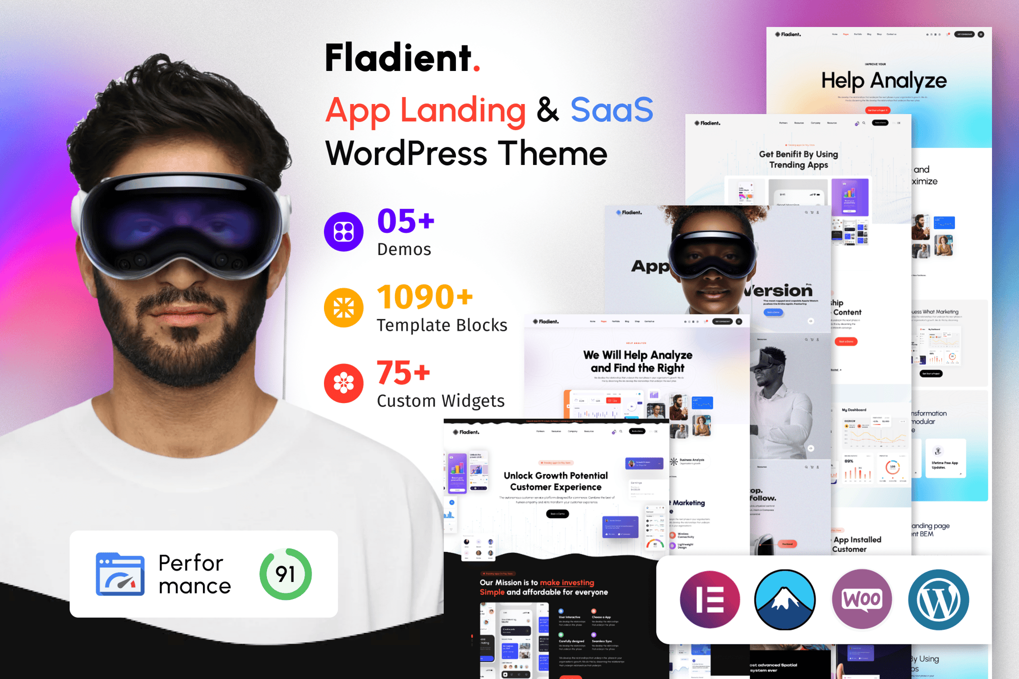 Fladient- App Landing Page & SaaS 1.0.1 WordPress Theme