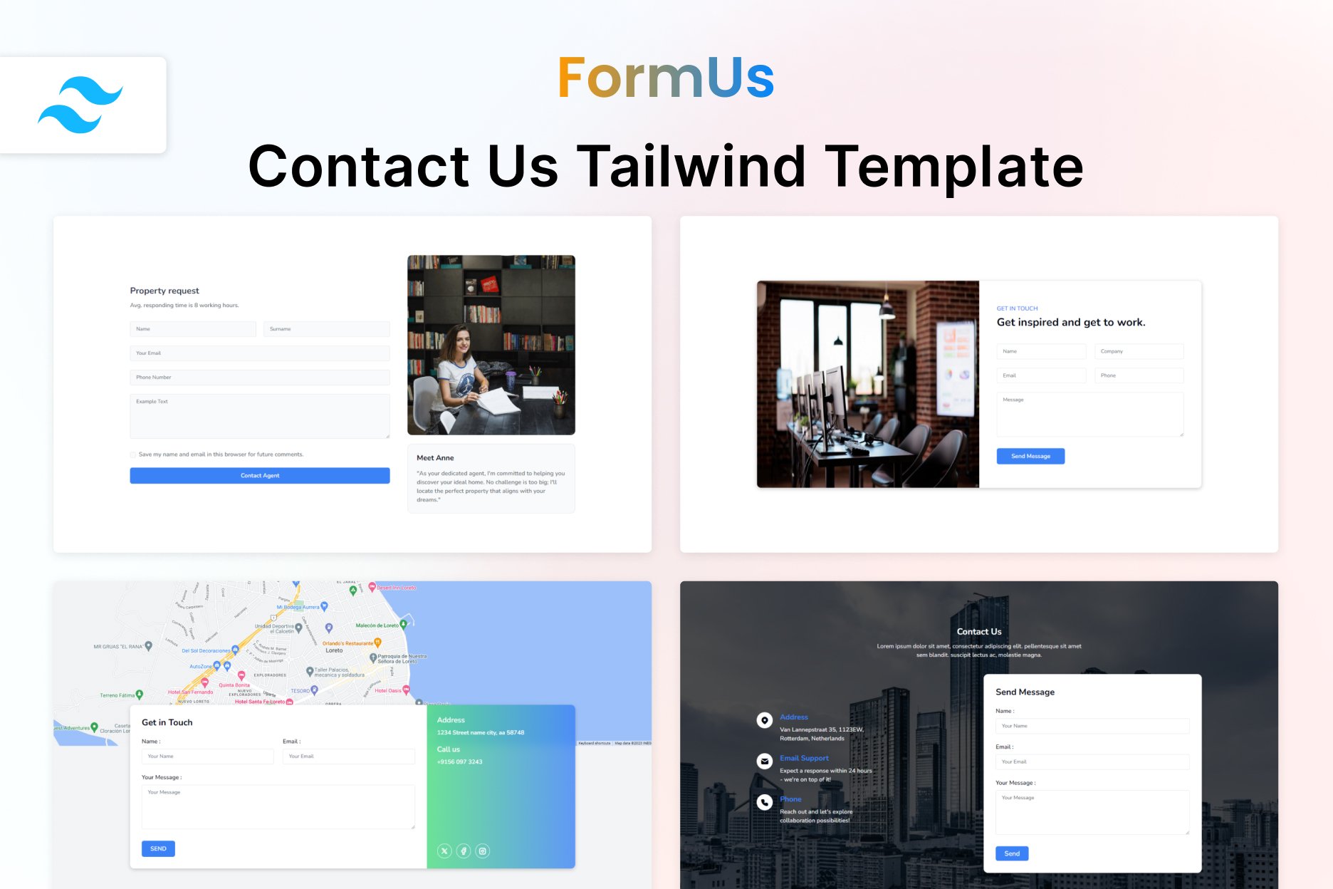 FormUs- Tailwind CSS Contact Us Section Template