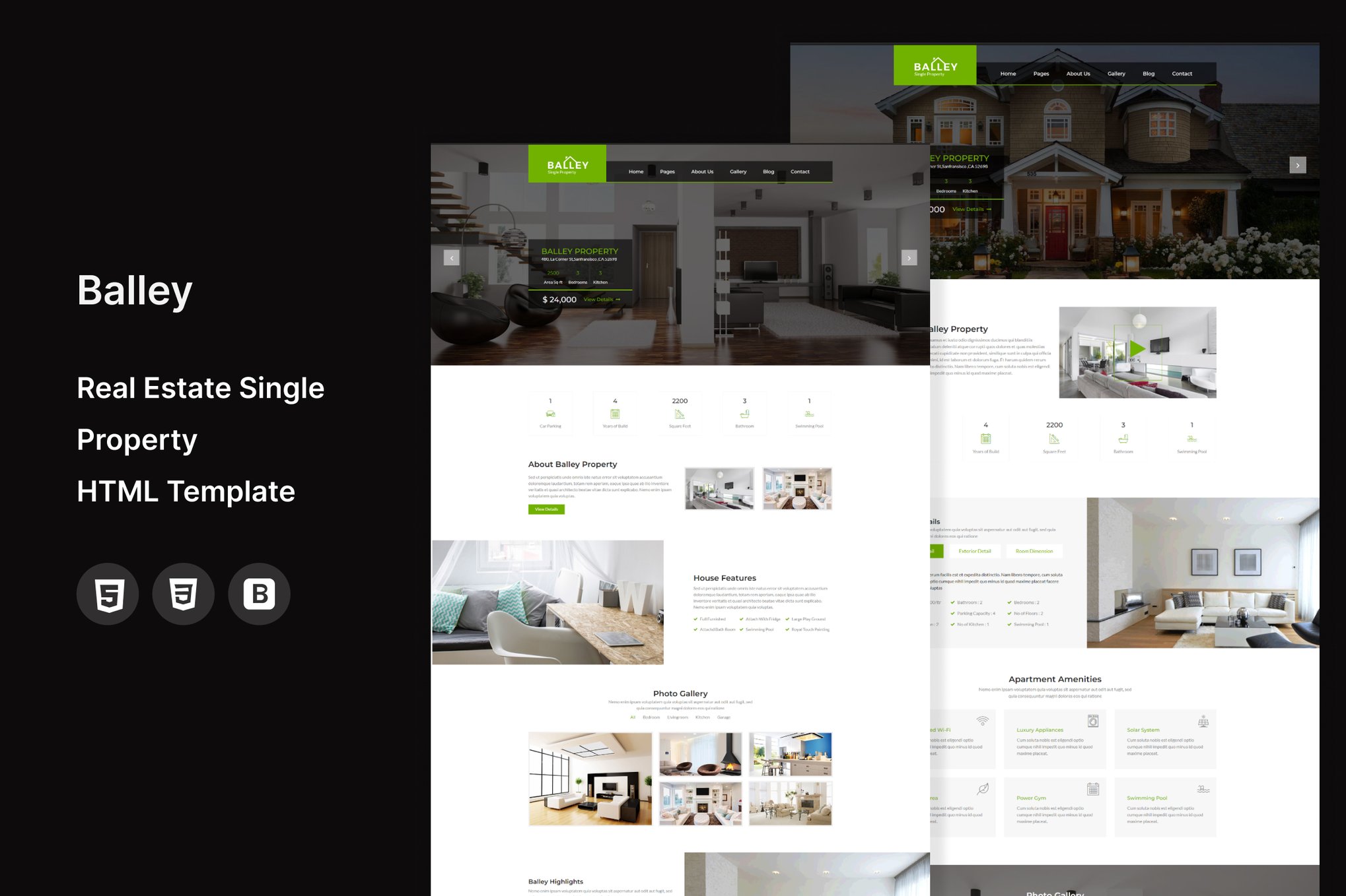 Balley |Real Estate Single Property Html5 Template