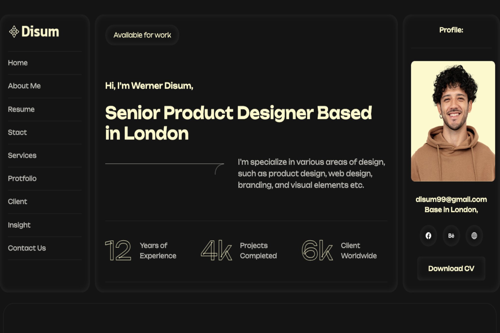 Disum - Personal Portfolio Html Template