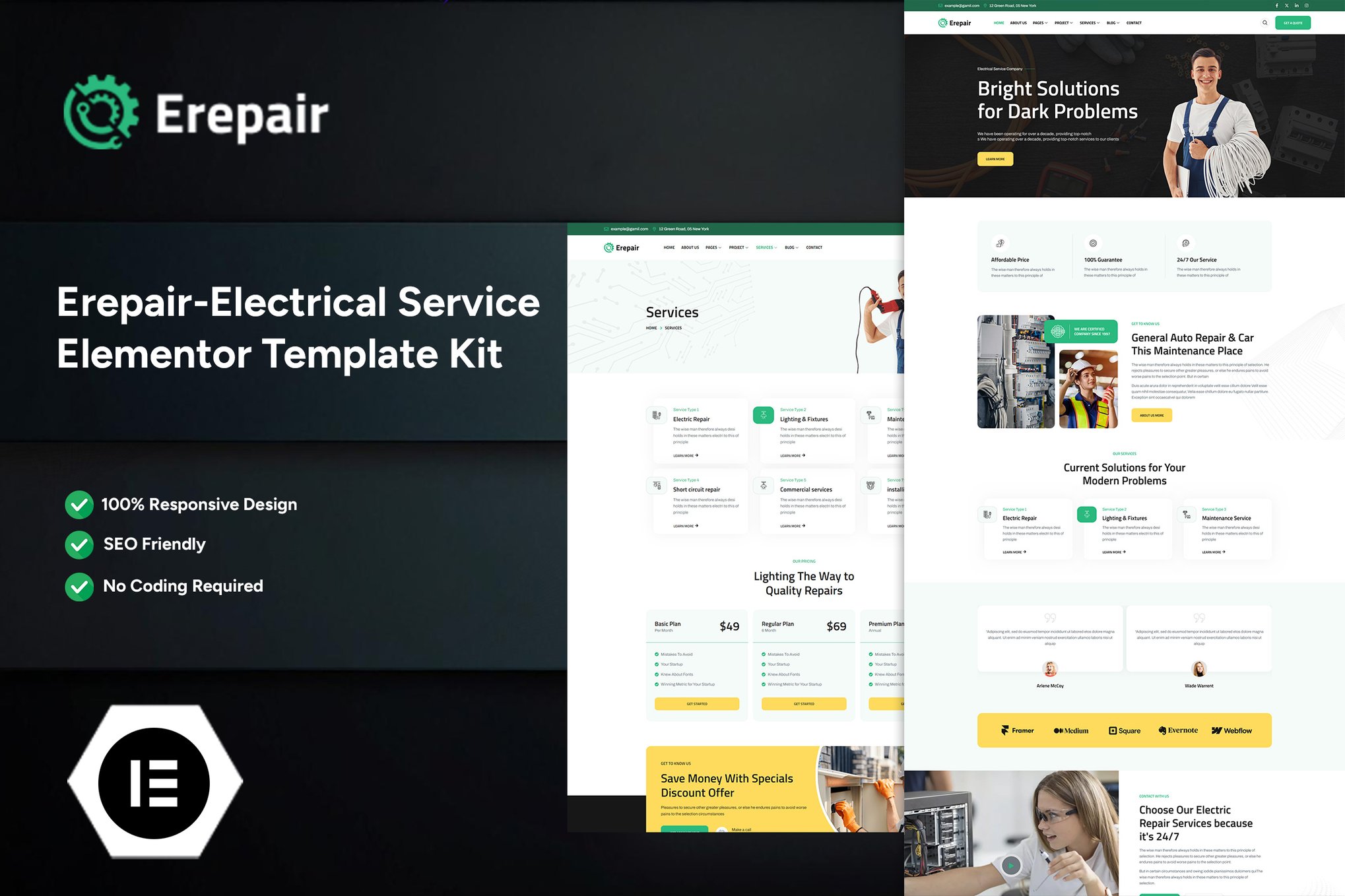Erepair - Electrical Service Elementortemplatekit