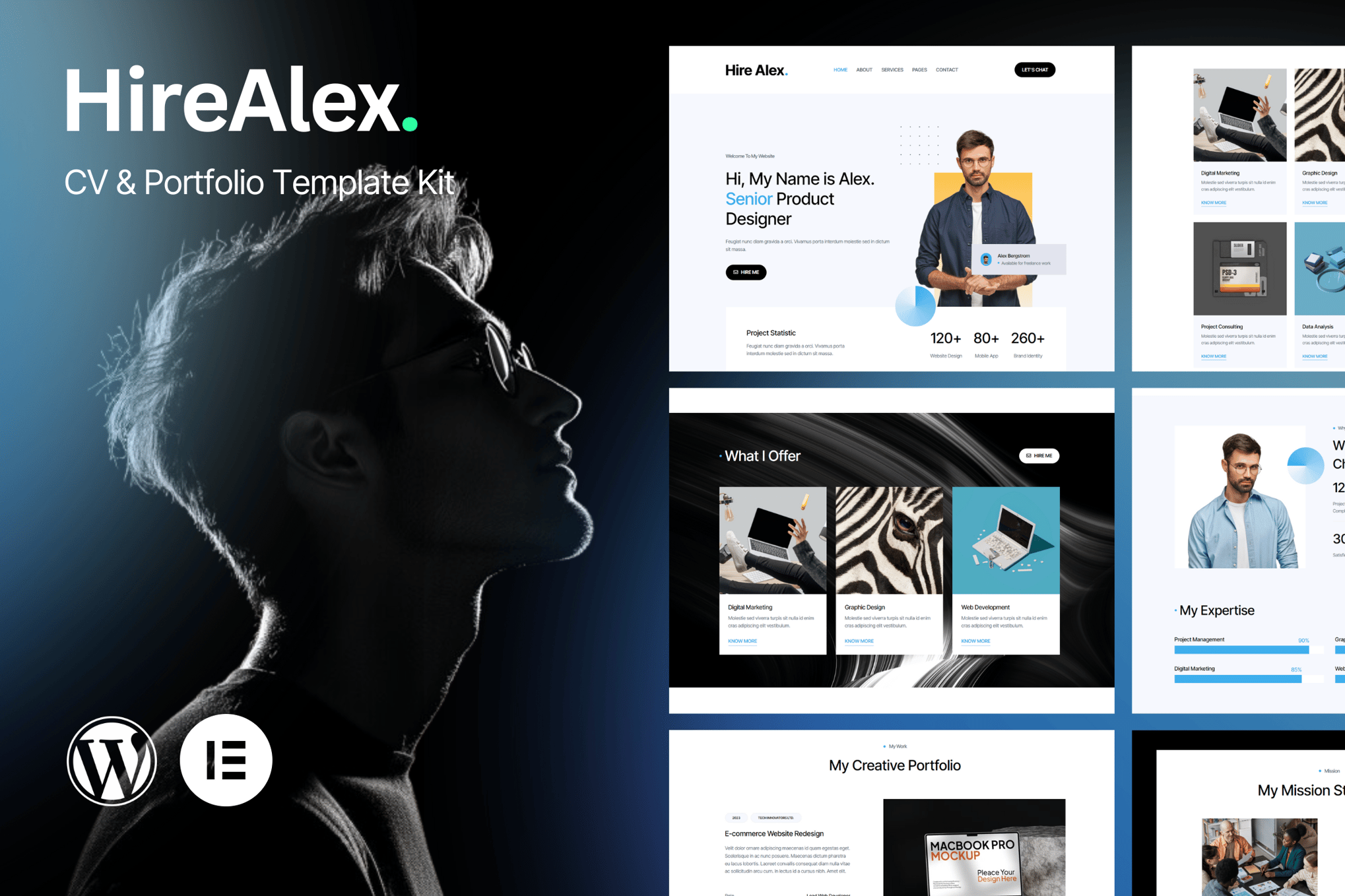 Hirealex - Cv & Portfolio Elementor Template Kit