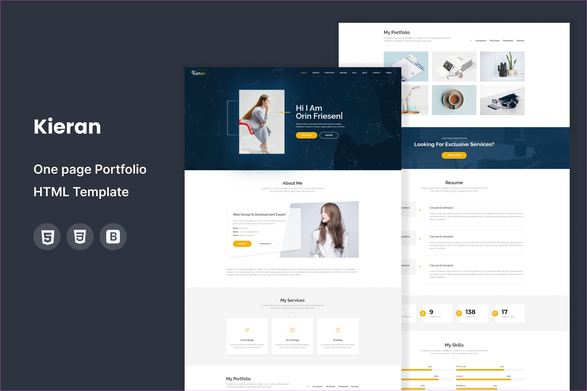 Kieran - One Page Portfolio Html Template