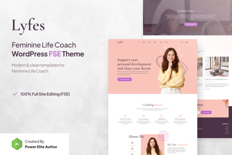 Lyfes – Feminine Life Coach & Speaker Elementor Template Kit